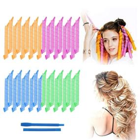 img 4 attached to 🌀 36-Piece Spiral Curls Styling Kit- No Heat Wave Hair Curlers for Long Hair | Magic Hair Curlers with 2 Styling Hooks, Ideal for Various Hairstyles (11.8"/ 30cm)