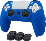 🎮 chin fai ps5 controller grip cover, non-slip silicone skin protector case for playstation 5 dualsense wireless controller with 6 thumb grip caps (blue) логотип