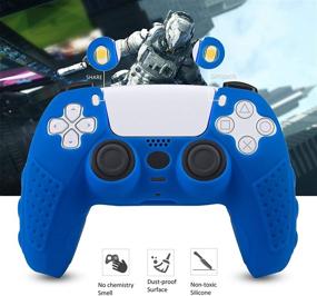 img 3 attached to 🎮 CHIN FAI PS5 Controller Grip Cover, Non-Slip Silicone Skin Protector Case for Playstation 5 DualSense Wireless Controller with 6 Thumb Grip Caps (Blue)