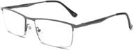 👓 ivnuoyi blue light blocking reading glasses: stylish half-rim metal rectangle frame readers with spring hinges - anti uv protection for men and women logo