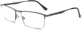 img 4 attached to 👓 IVNUOYI Blue Light Blocking Reading Glasses: Stylish Half-rim Metal Rectangle Frame Readers with Spring Hinges - Anti UV Protection for Men and Women