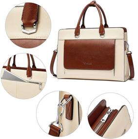 img 2 attached to 👜 BOSTANTEN Women's White Leather Briefcase - Slim Business Messenger Bag for 15.6 Inch Laptop, Shoulder Tote Handbag