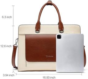 img 1 attached to 👜 BOSTANTEN Women's White Leather Briefcase - Slim Business Messenger Bag for 15.6 Inch Laptop, Shoulder Tote Handbag