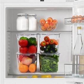 img 1 attached to 🍽️ BPA Free Clear Plastic Stackable Kitchen Pantry Cabinet Box with Lids and Handle - Organizing Food Storage for Fruits, Vegetables, Snacks, Pasta - Large 12" Long - Set of 4