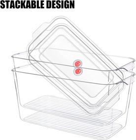 img 2 attached to 🍽️ BPA Free Clear Plastic Stackable Kitchen Pantry Cabinet Box with Lids and Handle - Organizing Food Storage for Fruits, Vegetables, Snacks, Pasta - Large 12" Long - Set of 4