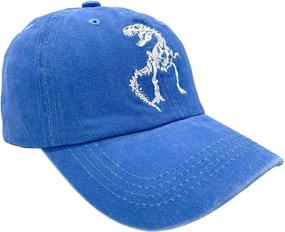 img 2 attached to 🦖 NVJUI JUFOPL Boys' Dinosaur Skeleton Dad Hat: Vintage Washed Embroidered Baseball Cap