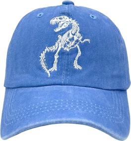 img 4 attached to 🦖 NVJUI JUFOPL Boys' Dinosaur Skeleton Dad Hat: Vintage Washed Embroidered Baseball Cap