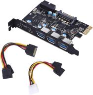 ⚡️ yeeliya pci-e to type c (2) & type a (3) usb 3.0 5-port expansion card - expand your pc with 2 type c and 3 type a usb ports + internal 19-pin connector - compatible with windows 7/8/10/xp/vista logo