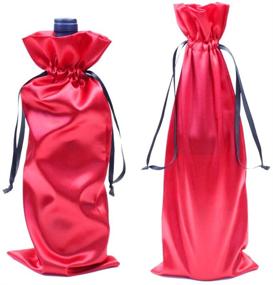 img 2 attached to 🍷 Set of 10 Satin Red Wine Bags with Drawstrings – Ideal for Travel, Weddings, Birthdays, Housewarmings, and Dinner Parties – Size: 15"x6