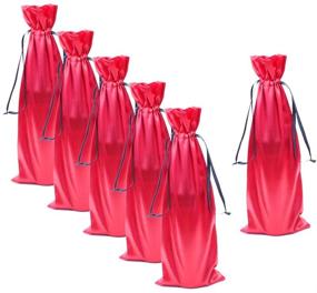 img 3 attached to 🍷 Set of 10 Satin Red Wine Bags with Drawstrings – Ideal for Travel, Weddings, Birthdays, Housewarmings, and Dinner Parties – Size: 15"x6