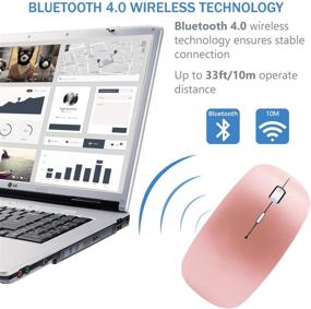 img 2 attached to Rose Gold Bluetooth Wireless Charger Mouse for MacBook Air Mac Pro Laptops, 🖱️ iPad, PC - Rechargeable Slim Silent Optical Mice - Replacement for Wired Desktop, HP, iMac