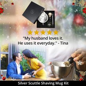 img 1 attached to Silver Fox Shaving Scuttle Mug Kit: Hot Shave at Home Daily, Creamy Lather, with Shavette, Shave Soap, Brush, Stainless Steel Mug - Great Gift Idea!