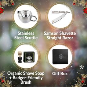 img 2 attached to Silver Fox Shaving Scuttle Mug Kit: Hot Shave at Home Daily, Creamy Lather, with Shavette, Shave Soap, Brush, Stainless Steel Mug - Great Gift Idea!