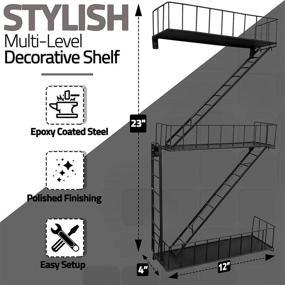 img 2 attached to 🏙️ NY-Inspired Floating Wall Shelf - Versatile Fire Escape Shelf for Action Figures or Plants - Enhance Your Space with Modern Hanging Shelves and Wow Your Guests