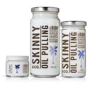 img 1 attached to Skinny & CO. Peppermint Oil Pulling Coconut Oil: 100% Raw All Natural Organic Oil for Teeth Whitening, Fresh Breath & Gum Strengthening | Safe on Enamel, Solvent, Filler & Chemical Free - 16 oz.