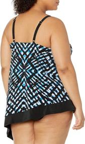 img 2 attached to Coastal Blue Asymmetrical Tankini Stained Women's Clothing for Swimsuits & Cover Ups