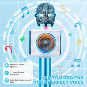 img 2 attached to 🎤 Karaoke Microphone by FISHOAKY - Portable Bluetooth Karaoke Machine for Kids with LED Lights & Music Voice Recording - Ideal for Christmas, Birthdays, Home Parties, KTV, and Outdoor Events