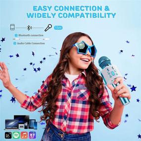 img 1 attached to 🎤 Karaoke Microphone by FISHOAKY - Portable Bluetooth Karaoke Machine for Kids with LED Lights & Music Voice Recording - Ideal for Christmas, Birthdays, Home Parties, KTV, and Outdoor Events