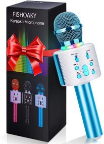 img 4 attached to 🎤 Karaoke Microphone by FISHOAKY - Portable Bluetooth Karaoke Machine for Kids with LED Lights & Music Voice Recording - Ideal for Christmas, Birthdays, Home Parties, KTV, and Outdoor Events