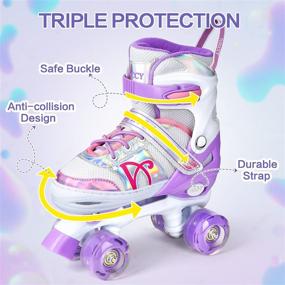 img 1 attached to 🌟 Shine Skates: Adjustable Roller Skates with Light up Wheels for Kids, Girls, Teens - Purple, 4 Sizes Available, Beginner to Advanced - S (J10-J13), M (J13-3), L (3-6)