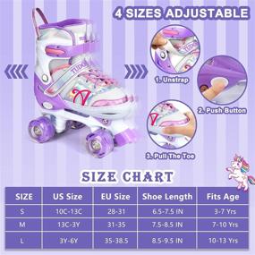 img 3 attached to 🌟 Shine Skates: Adjustable Roller Skates with Light up Wheels for Kids, Girls, Teens - Purple, 4 Sizes Available, Beginner to Advanced - S (J10-J13), M (J13-3), L (3-6)