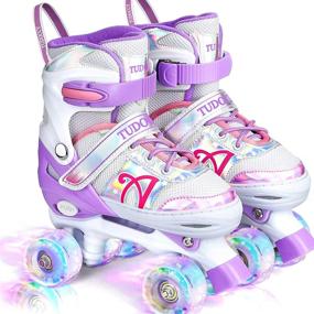 img 4 attached to 🌟 Shine Skates: Adjustable Roller Skates with Light up Wheels for Kids, Girls, Teens - Purple, 4 Sizes Available, Beginner to Advanced - S (J10-J13), M (J13-3), L (3-6)