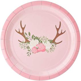 img 1 attached to 🦌 Oh Deer Party Supplies: Floral Plates, Napkins, Cups & Cutlery for Girl Baby Shower (24 Guests, 144 Pieces)