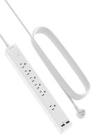 🔌 15 ft surge protector power strip with 6 outlets, 2 usb ports, and a heavy duty extension cord - 1875w flat plug, widely spaced outlet design, wall mountable for dorm, office, home theater - 1080 j logo