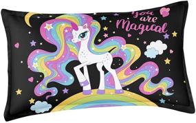 img 1 attached to Stylish SIRDO Black Rainbow Unicorn Comforter Set - Full/Queen Size with 1 Comforter & 2 Pillowcases