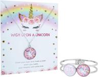 🦄 all things jaz-ze unicorn necklace and cuff bracelet - perfect gift for bff unicorn girls! colorful rainbow fairy tale pendant and bracelet set logo