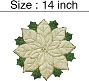 img 2 attached to Skrantun Placemats Set of 4 - Double-Layer Golden Silk Linen with Green Flower Applique - Elegant Table Decor for Christmas & Holidays - Round 14 inch