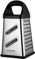 guanci box grater: stainless steel graters with 4 side for parmesan cheese, chocolate, vegetables, fruits & ginger - xl size with non-slip base logo