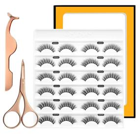 img 2 attached to 👁️ 2D-3D False Eyelashes | Natural Volume Faux Lashes | 12 Pairs of Wispy and Fluffy Fake Eyelashes | Handmade Natural Look Bulk False Lashes QUEEN QSR024