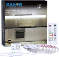 🔆 bason white led strip lights - dimmable under cabinet lighting - 16.4 ft led rope light with rf remote and dimmer - 12v led tape lights for kitchen, counter, mirror, showcase - 6500k daylight - timing function included логотип