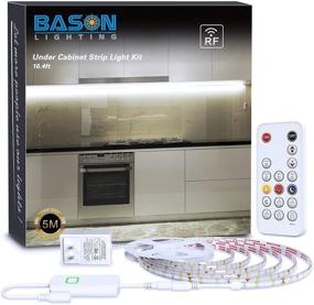 img 4 attached to 🔆 Bason White LED Strip Lights - Dimmable Under Cabinet Lighting - 16.4 ft Led Rope Light with RF Remote and Dimmer - 12V LED Tape Lights for Kitchen, Counter, Mirror, Showcase - 6500K Daylight - Timing Function Included