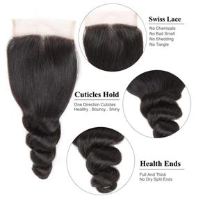 img 2 attached to Brazilian Virgin Hair Loose Wave Bundles with Closure - Unprocessed Human Hair Weave 8A, 14 16 18+12