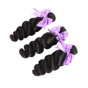 img 1 attached to Brazilian Virgin Hair Loose Wave Bundles with Closure - Unprocessed Human Hair Weave 8A, 14 16 18+12