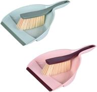 🧹 convenient mini hand dustpan and brush set for effortless cleaning - 2-pack pink and green logo