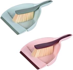 img 4 attached to 🧹 Convenient Mini Hand Dustpan and Brush Set for Effortless Cleaning - 2-Pack Pink and Green