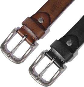 img 1 attached to 👖 Heavy Genuine Leather Casual Khakis: Men's Must-Have Accessories and Belts