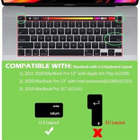 img 3 attached to 🎀 ProElife Keyboard Cover Skin for MacBook Pro 13'' 2021/2020 with Apple M1 Chip and Intel Processor (A2338/A2289/A2251) and MacBook Pro 16'' 2019 (A2141) U.S Layout Accessories - Ombre Light Pink