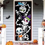 👻 joyin halloween door cover - cute skeleton family design for door, window, and wall decoration - 30” x 72” - 3d structure logo