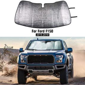 img 4 attached to 🌞 Foldable Sun Visor for Ford F150 2015-2019 - Windshield Sunshade for Car Front Window