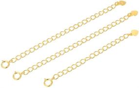 img 3 attached to Gold Plated Sterling Silver 3-inch Chain Extender | Removable Adjustable Extension for Necklace, Anklet, Bracelet | Jewelry Making Accessory - SS300-3