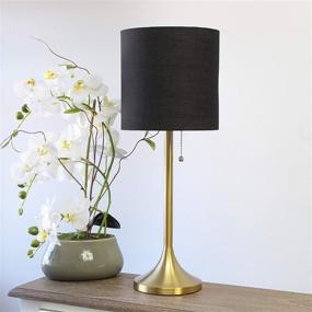 img 1 attached to Stylish Gold and Black Tapered Fabric Drum Shade Table Lamp: Simple Designs LT1076-GDB