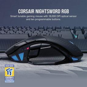img 3 attached to Игровая мышь Corsair Nightsword RGB - эргономичная, настраиваемая, 18000 DPI, подсветка RGB LED, черная.