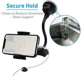 img 1 attached to 📱 Macally Super Strong Suction Cup Windshield Phone Mount - Works with iPhone 12 11 Pro XS Max X 7 8 6 Plus Galaxy S9 S8 S7 Note 9 10 (MGRIP)