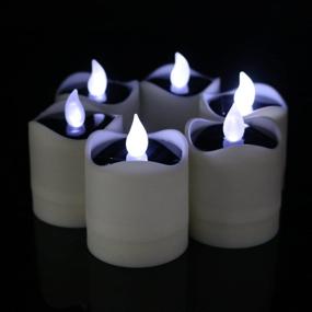 img 1 attached to 6PCS Solar Candles Light: TINYOUTH Flameless Flickering Waterproof LED Candles for Outdoor Wedding Christmas Halloween Party Decor - Cool White Light