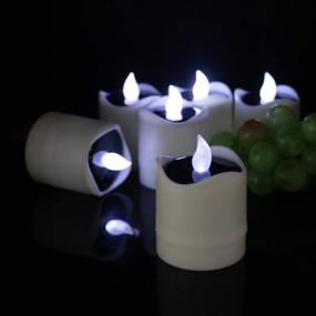 img 4 attached to 6PCS Solar Candles Light: TINYOUTH Flameless Flickering Waterproof LED Candles for Outdoor Wedding Christmas Halloween Party Decor - Cool White Light