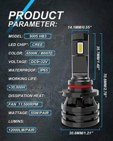 img 1 attached to 🔆 KaTur 9005 HB3 LED Headlight Bulbs Mini Design with Upgraded CREE Chips - Ultra Bright 12000 Lumens, Waterproof All-in-One Conversion Kit, 55W 6500K Xenon White - 2 Years Warranty